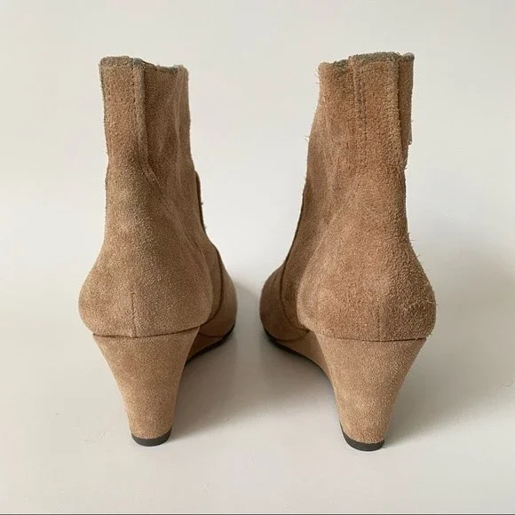 Antonio Melani Tan Suede Leather Wedge Bootie Womens size 7 Zipper Closure - Picture 12 of 16